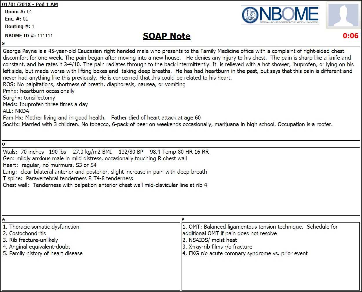 Completed Esoap Note Sample — Nbome Regarding Soap Report Template