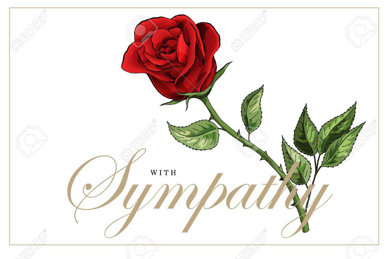 Condolences Sympathy Card Floral Red Roses Bouquet And Lettering Intended For Sympathy Card Template
