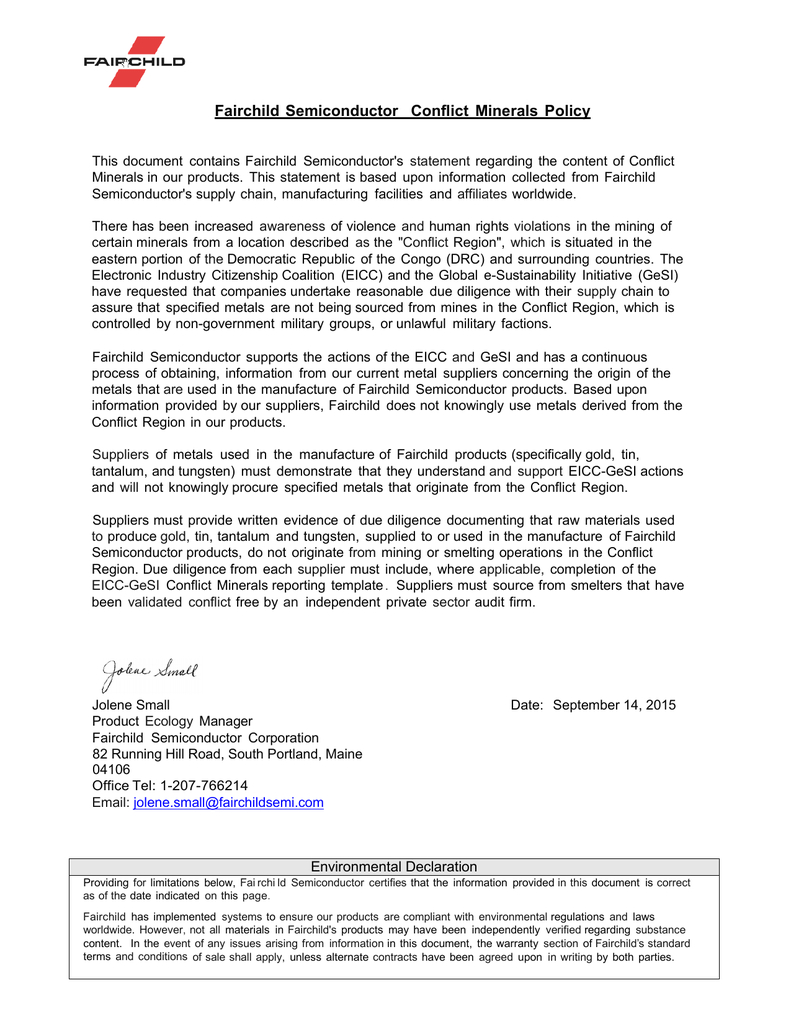 Conflict Minerals Policy Inside Eicc Conflict Minerals Reporting Template