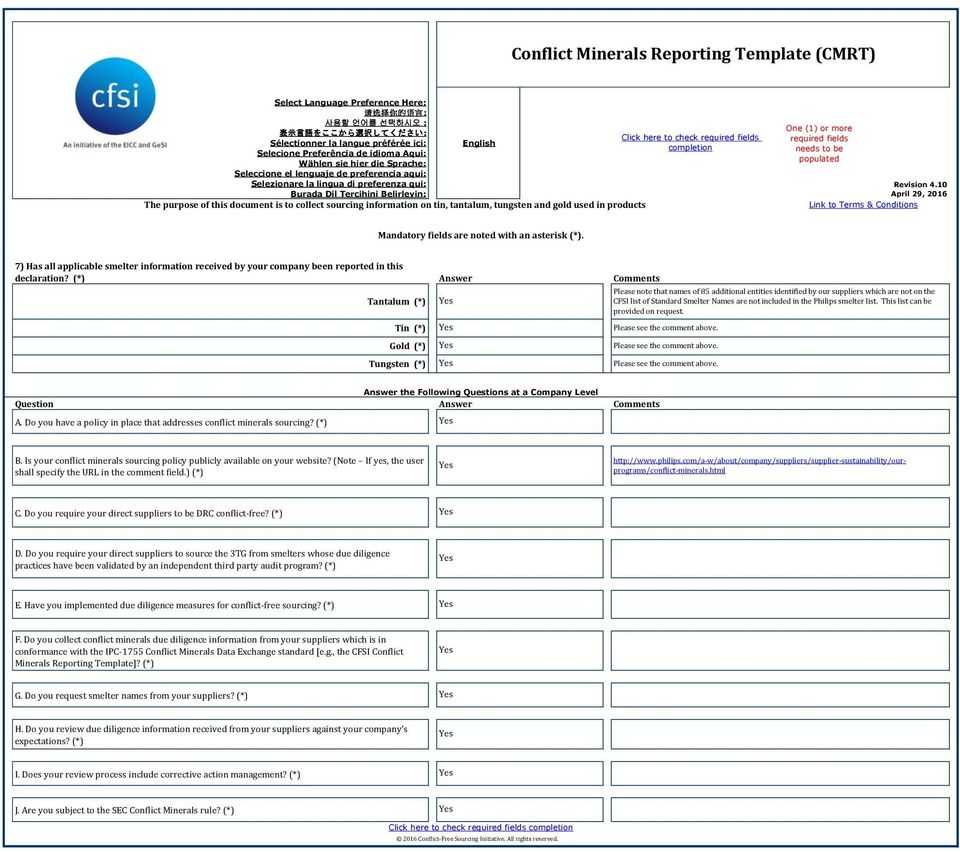 Conflict Minerals Reporting Template (Cmrt) – Pdf Pertaining To Conflict Minerals Reporting Template