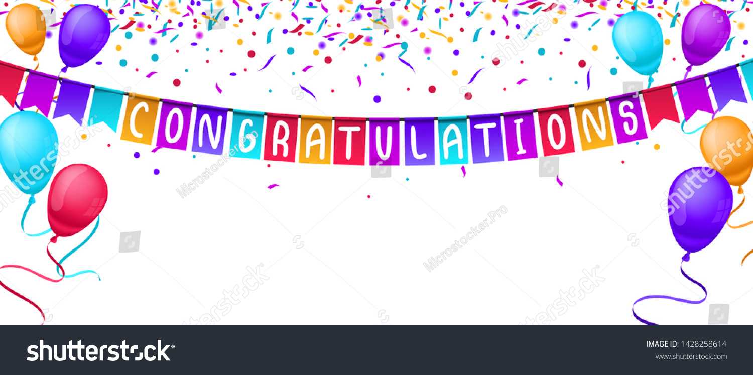 Congratulations Banner Template Balloons Confetti Isolated Pertaining To Congratulations Banner Template