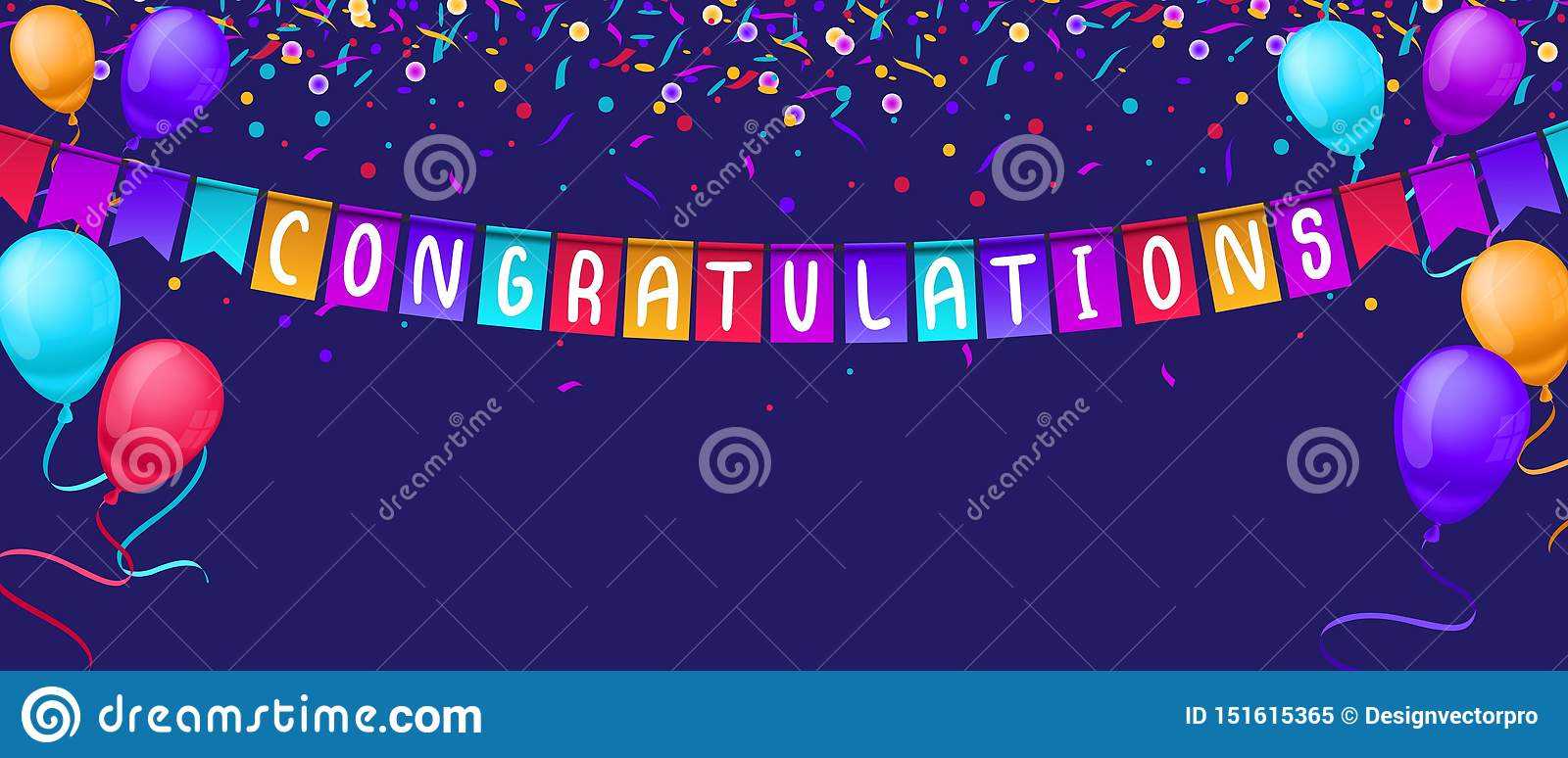 Congratulations Banner Template With Balloons And Confetti Intended For Congratulations Banner Template