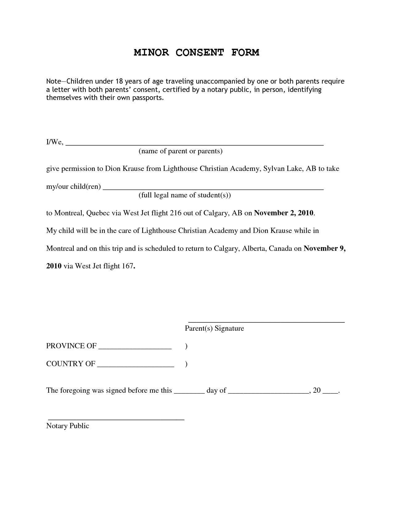 Consent Permission Inside Letter For Children Travelling In Fit To Fly Certificate Template