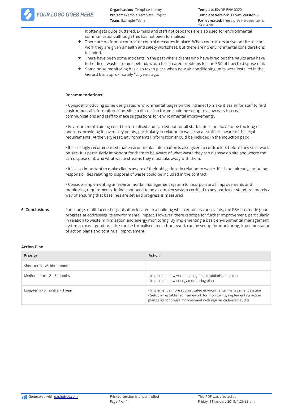 Construction Audit Report Sample: For Safety, Quality In Information System Audit Report Template