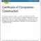 Construction Completion Certificate Template With Regard To Certificate Of Completion Construction Templates