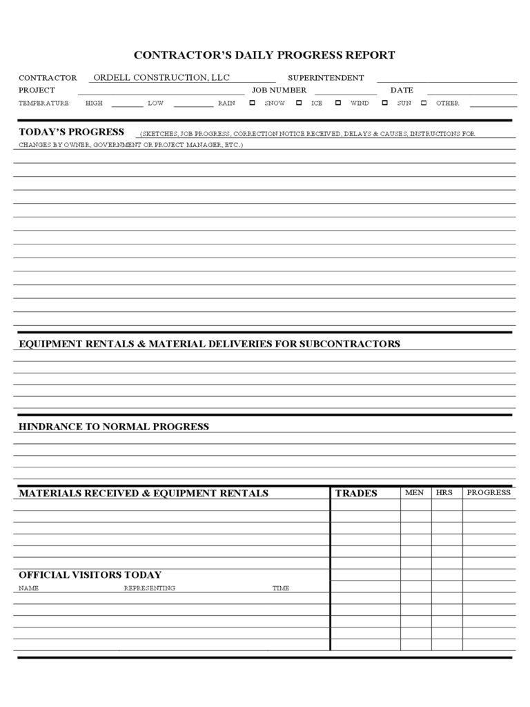 Construction Daily Report Template Free 6 – Guatemalago Regarding Free Construction Daily Report Template