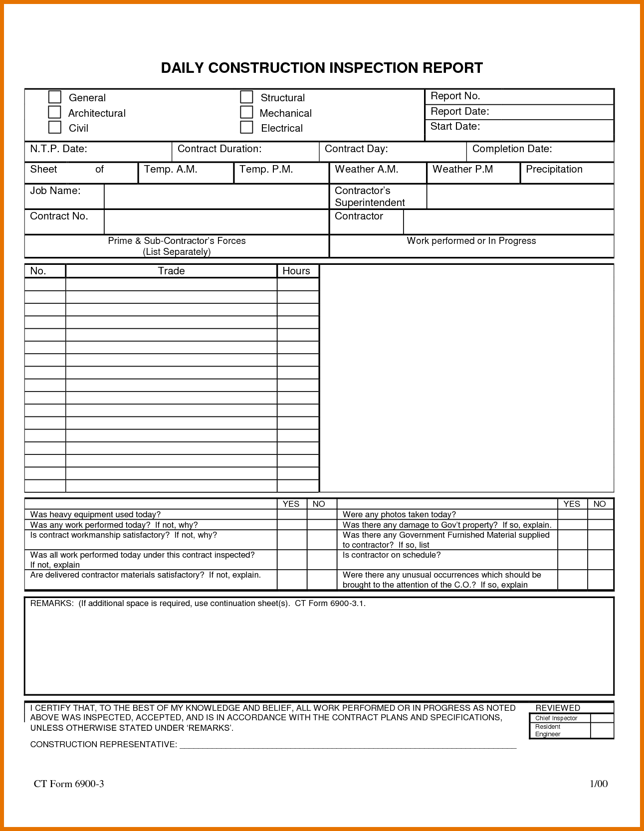 Construction Project Progress Report Template Daily Status With Construction Daily Progress Report Template