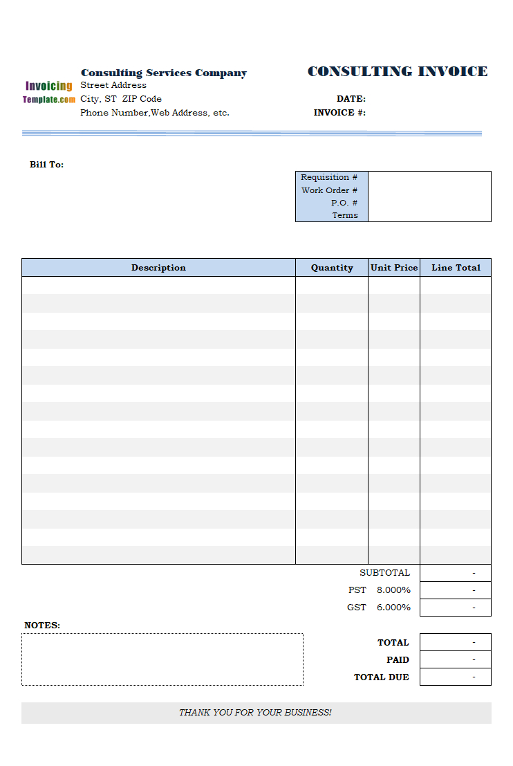Consulting Invoice Template Microsoft Word Inside Free Printable Invoice Template Microsoft Word