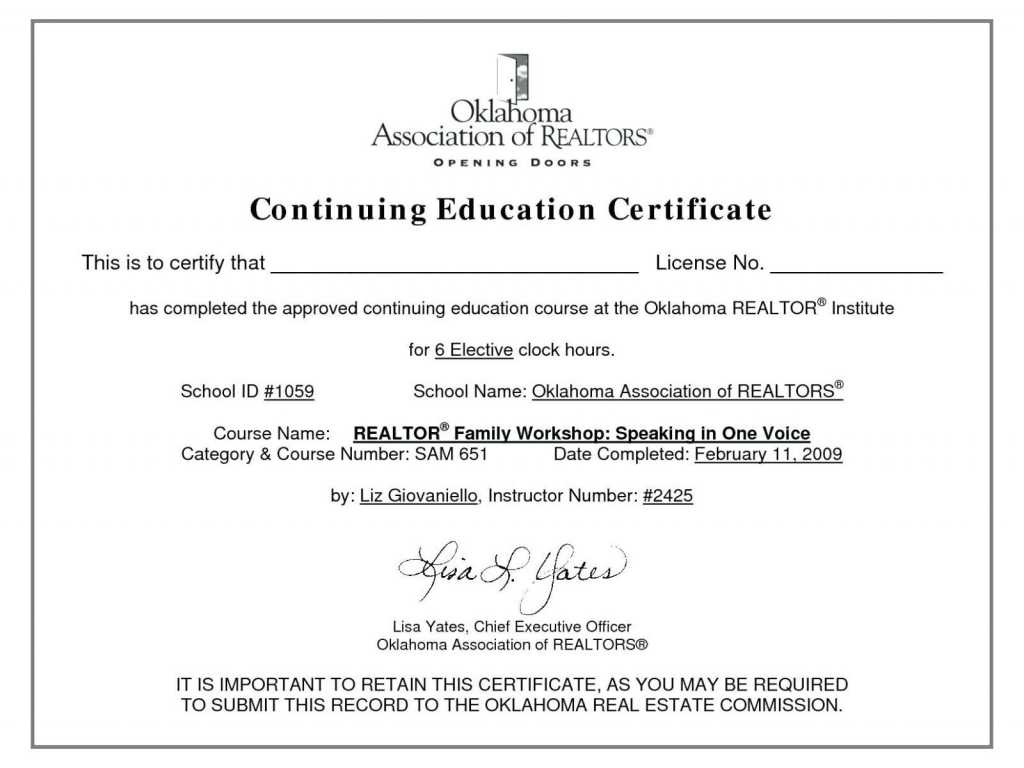 Continuing Education Certificate Template | Free Download Inside Ceu Certificate Template