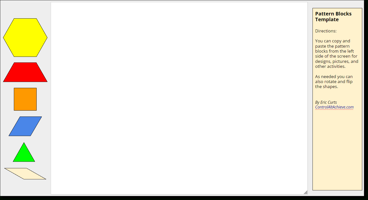Control Alt Achieve: Pattern Block Templates And Activities Throughout Blank Pattern Block Templates