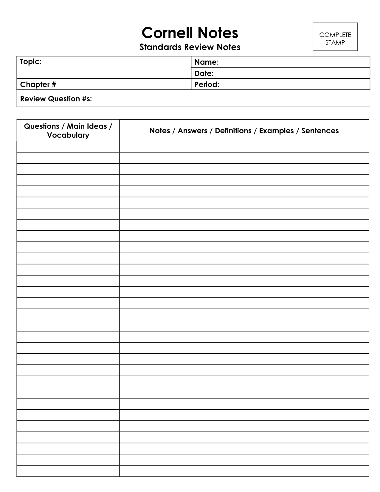 Cornell Notes Template Doc <B>Cornell Notes Template</b Throughout Cornell Note Template Word