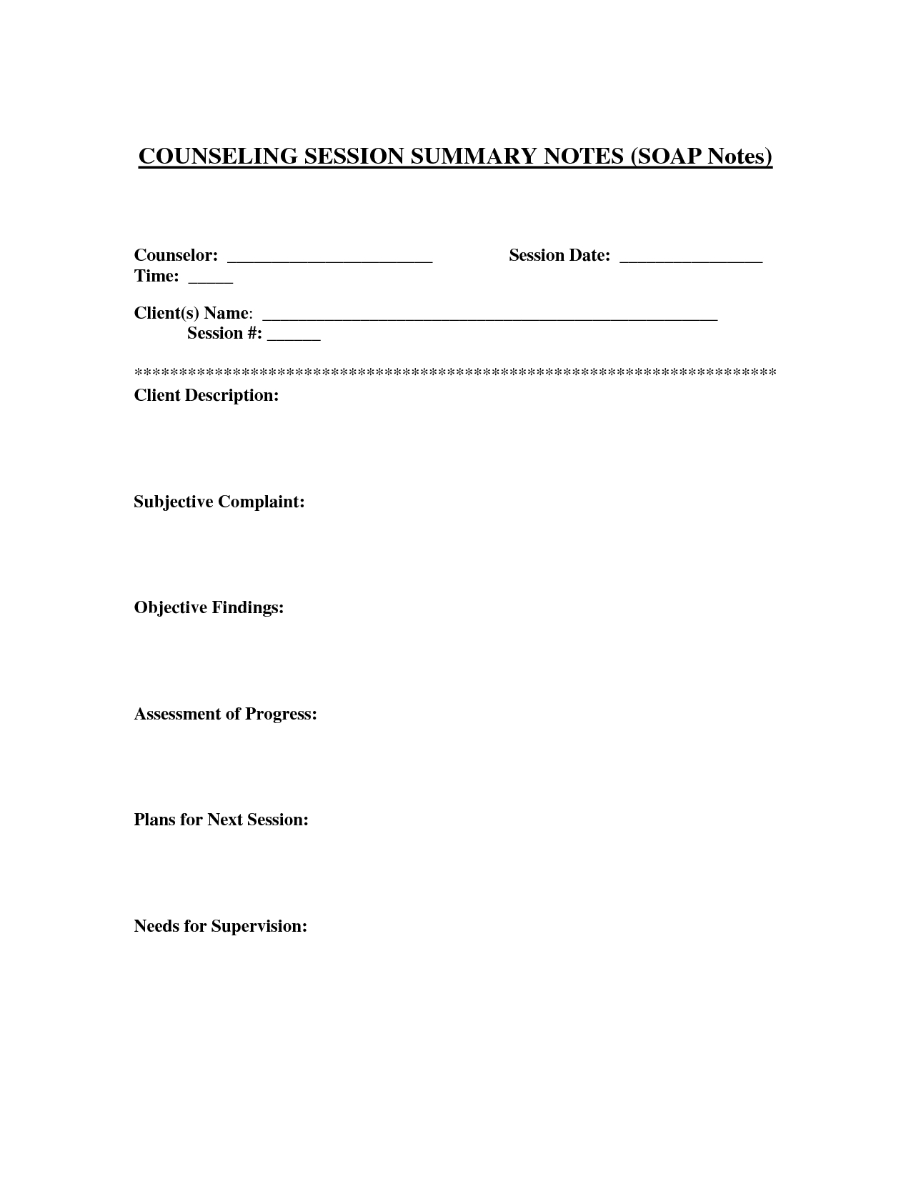 Counseling Session Notes Template | Soap Note, Treatment With Regard To Blank Soap Note Template