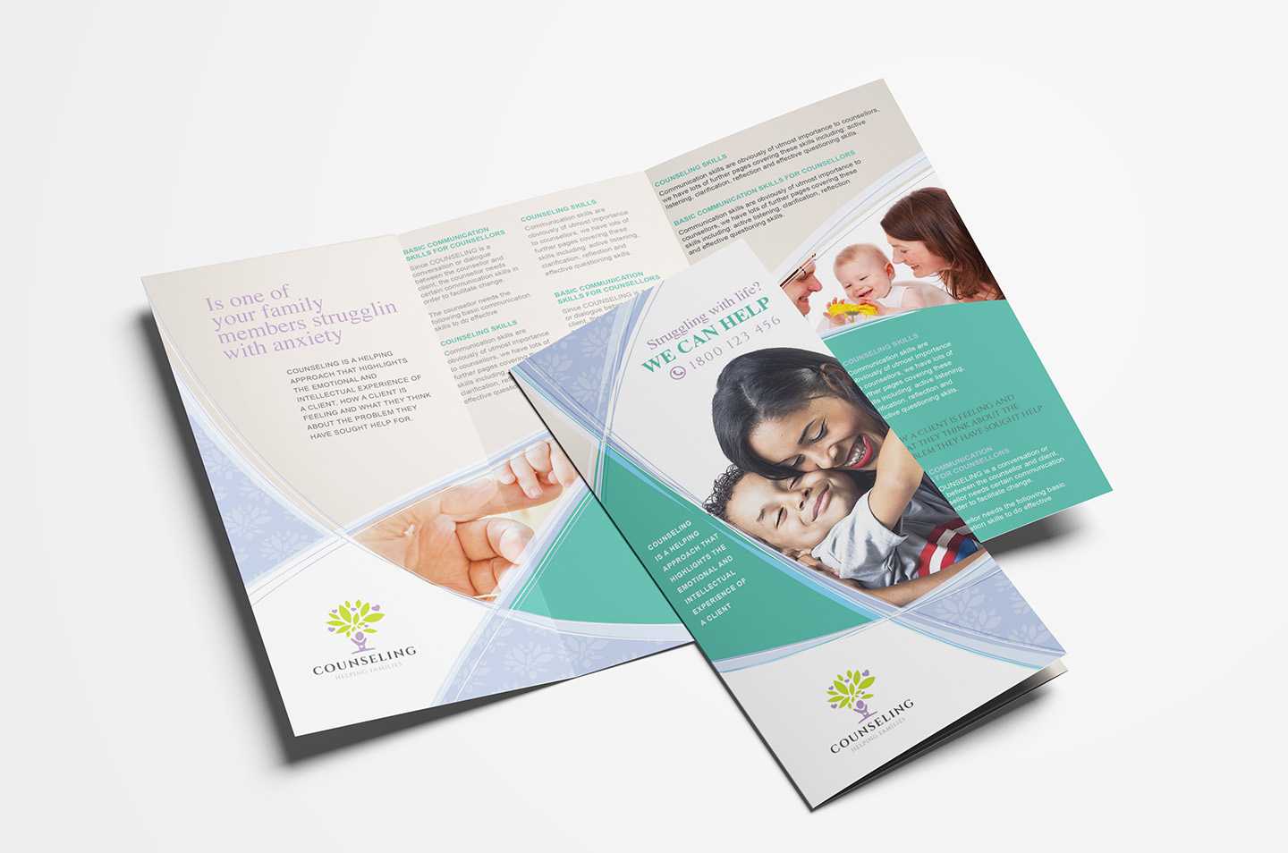 Counselling Service Tri Fold Brochure Template In Psd, Ai For Tri Fold Brochure Template Illustrator