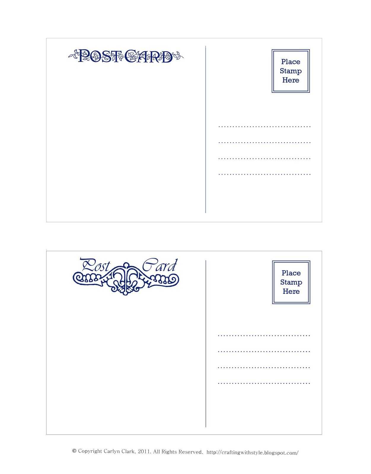 Crafting With Style: Free Postcard Templates | Postcards With Regard To Post Cards Template