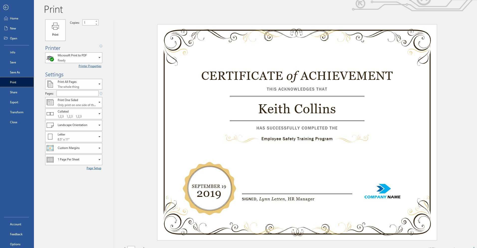 Create A Certificate Of Recognition In Microsoft Word Pertaining To Certificate Of Recognition Word Template