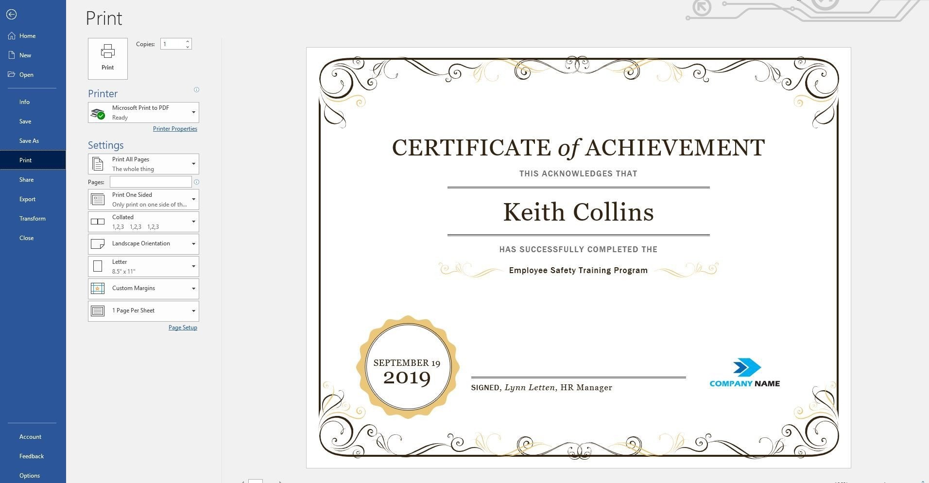 Create A Certificate Of Recognition In Microsoft Word Pertaining To Life Saving Award Certificate Template