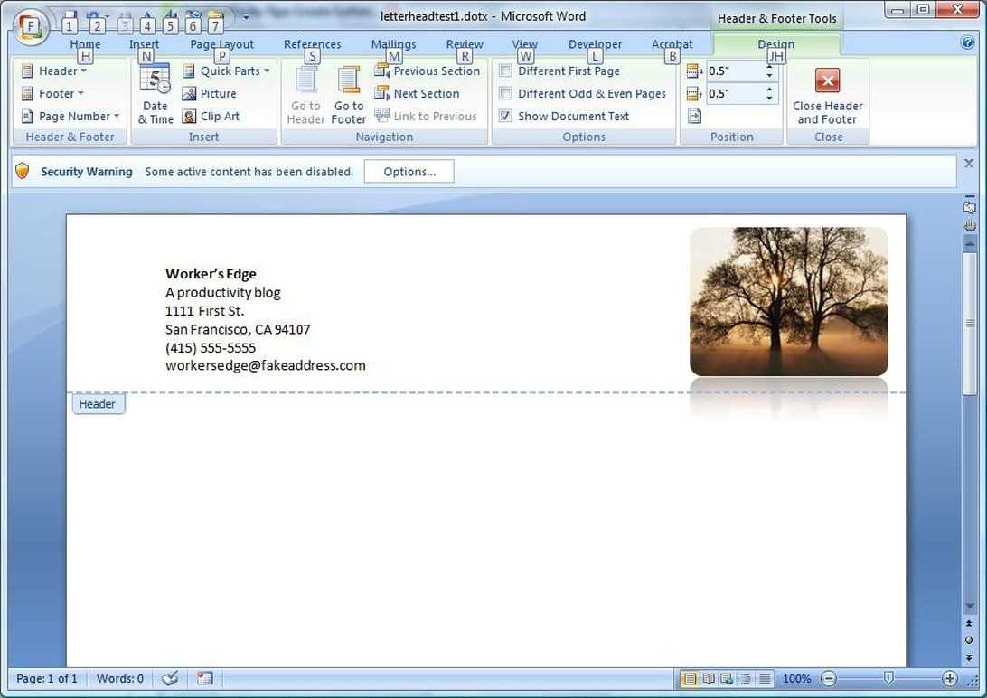 Create A Letterhead Template In Microsoft Word - Cnet within Header Templates For Word Create A Letterhead Template In Microsoft Word – Cnet Within Header Templates For Word