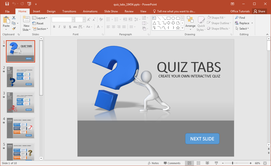 Create A Quiz In Powerpoint With Quiz Tabs Powerpoint Template With Regard To Powerpoint Quiz Template Free Download