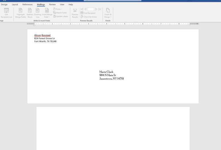 download word envelope template mac