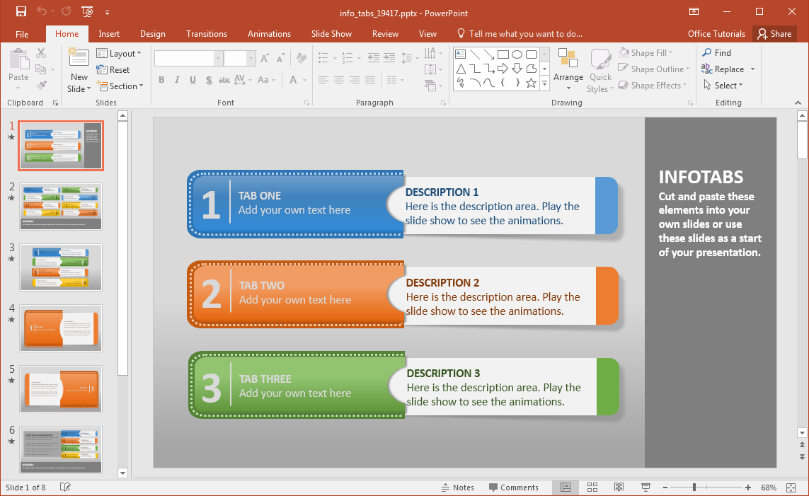 Create Animated Infographics With Info Tabs Powerpoint Template Within Powerpoint Default Template