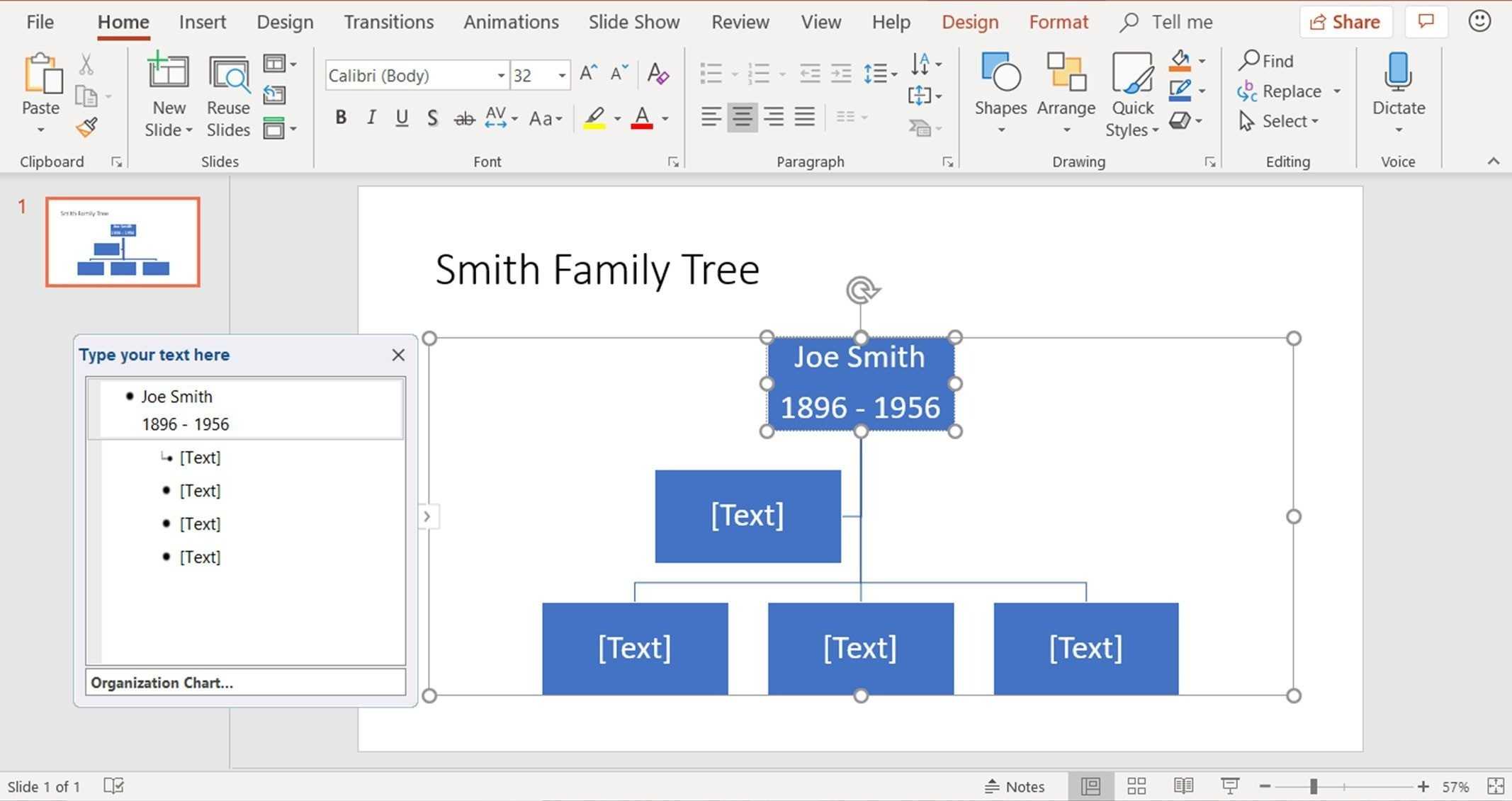 Create Family Trees Using Powerpoint Organization Chart Regarding Powerpoint Genealogy Template