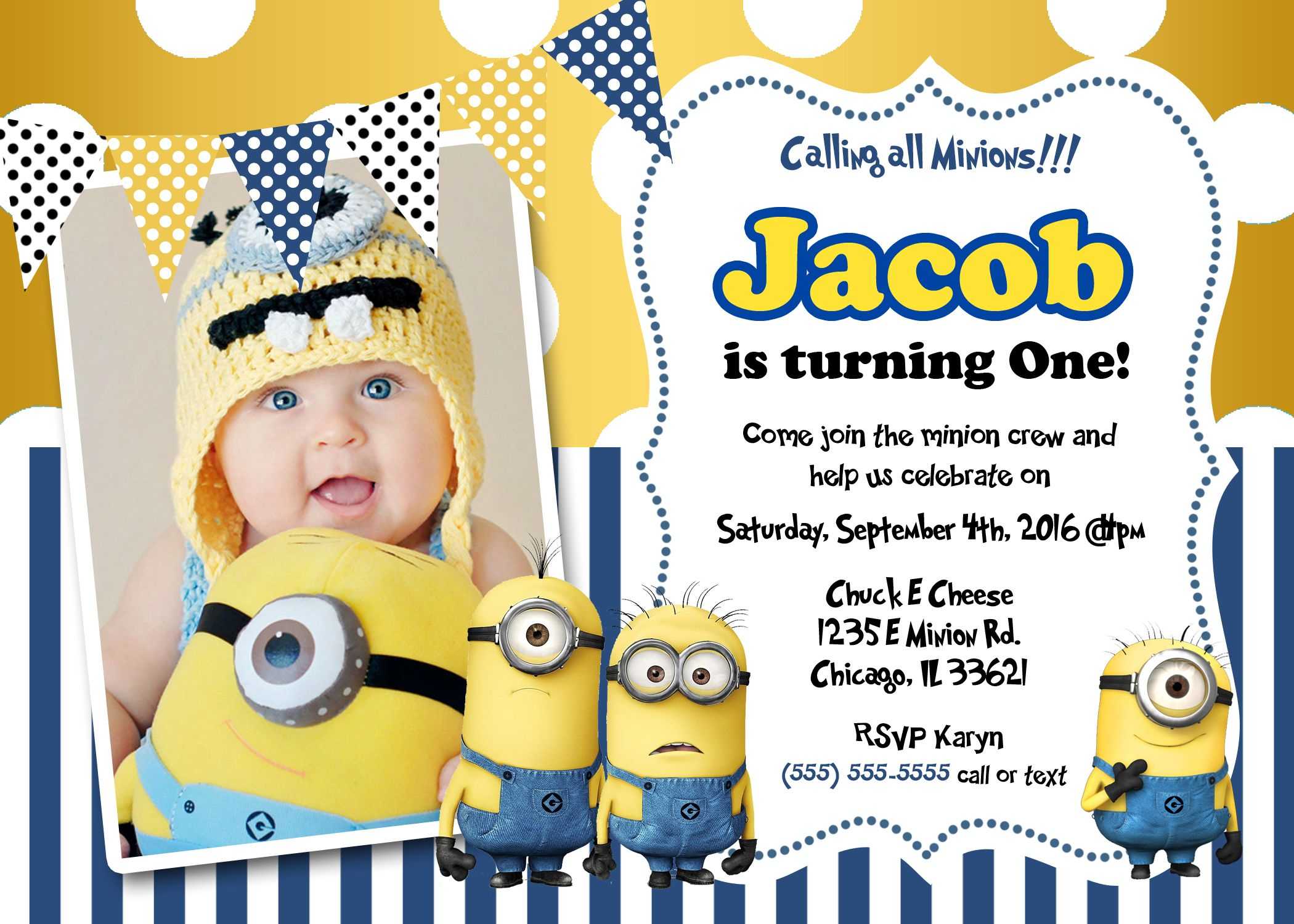 Create Own Minion Birthday Invitations Templates For Create For Minion Card Template