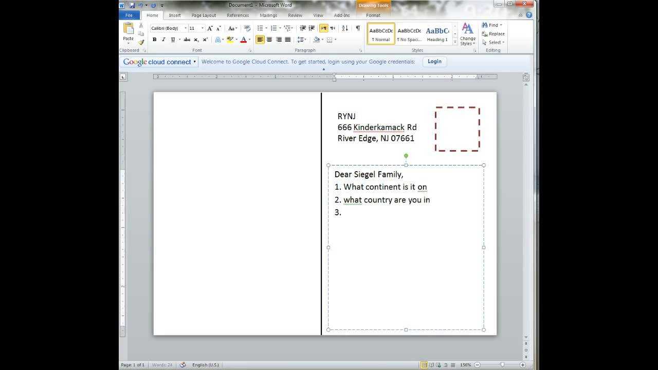 Creating A Postcard In Word Regarding Postcard Size Template Word