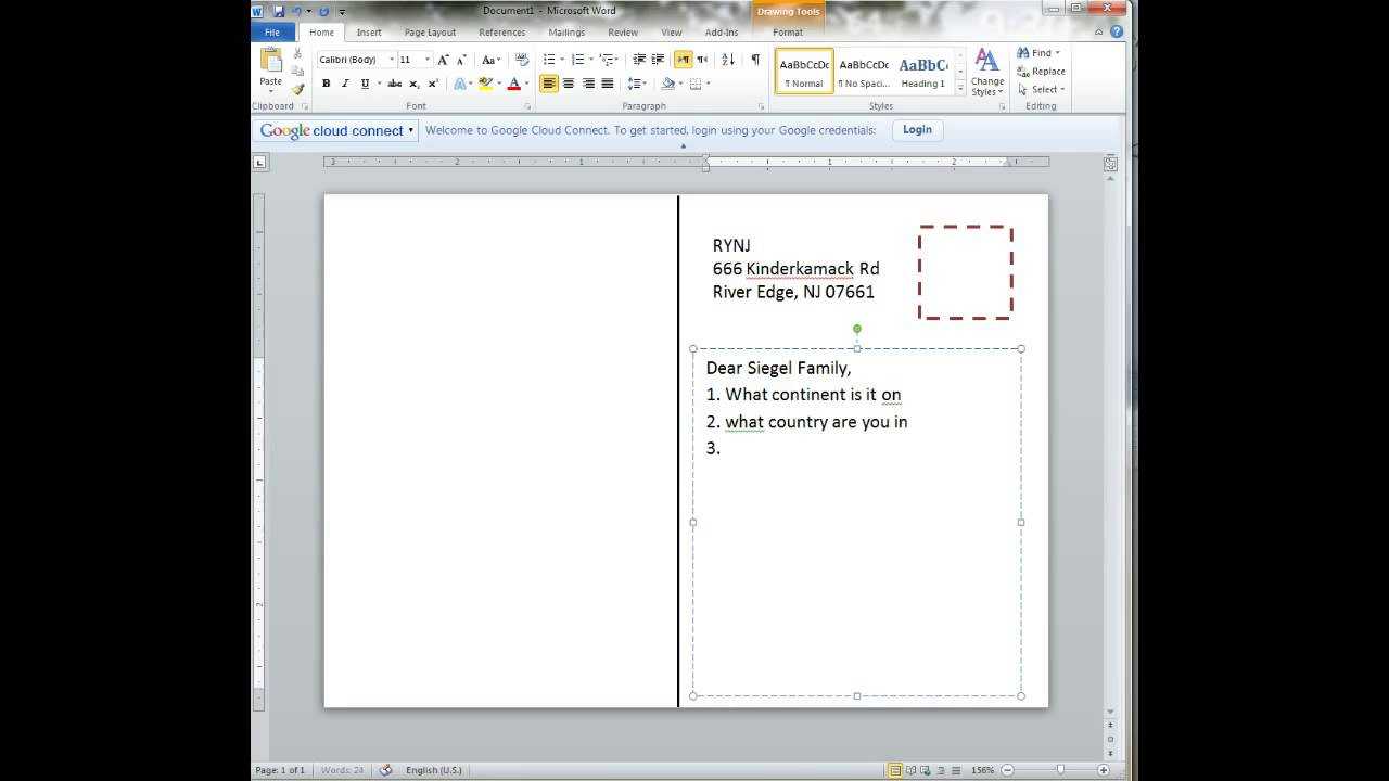 Creating A Postcard In Word Within Microsoft Word 4X6 Postcard Template