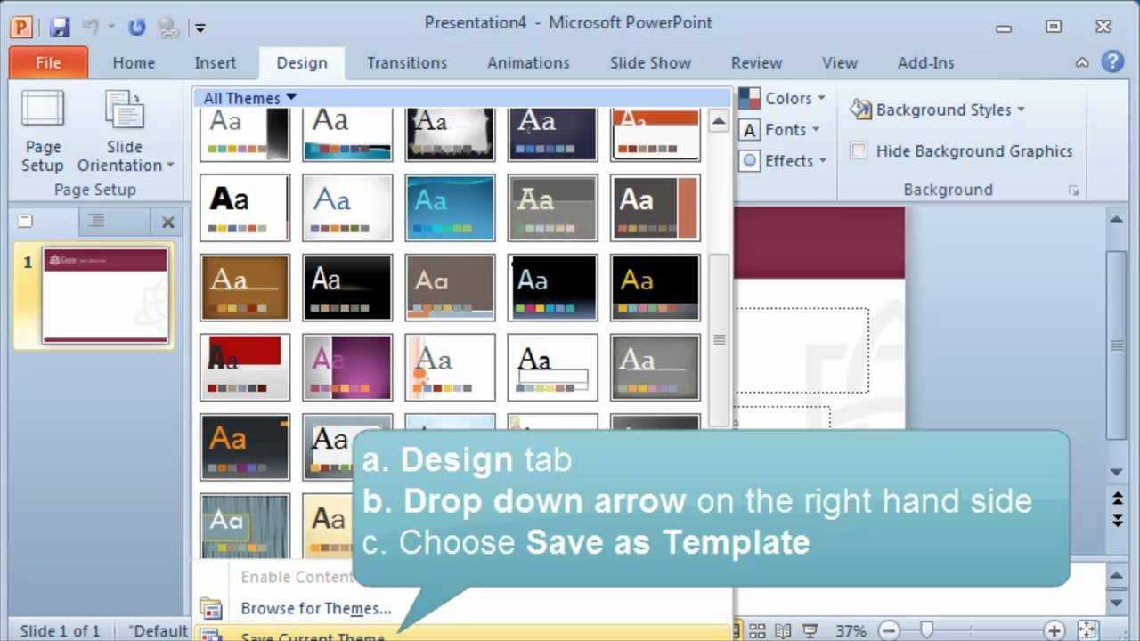 Creating And Setting A Default Template Or Theme In Powerpoint Within Save Powerpoint Template As Theme