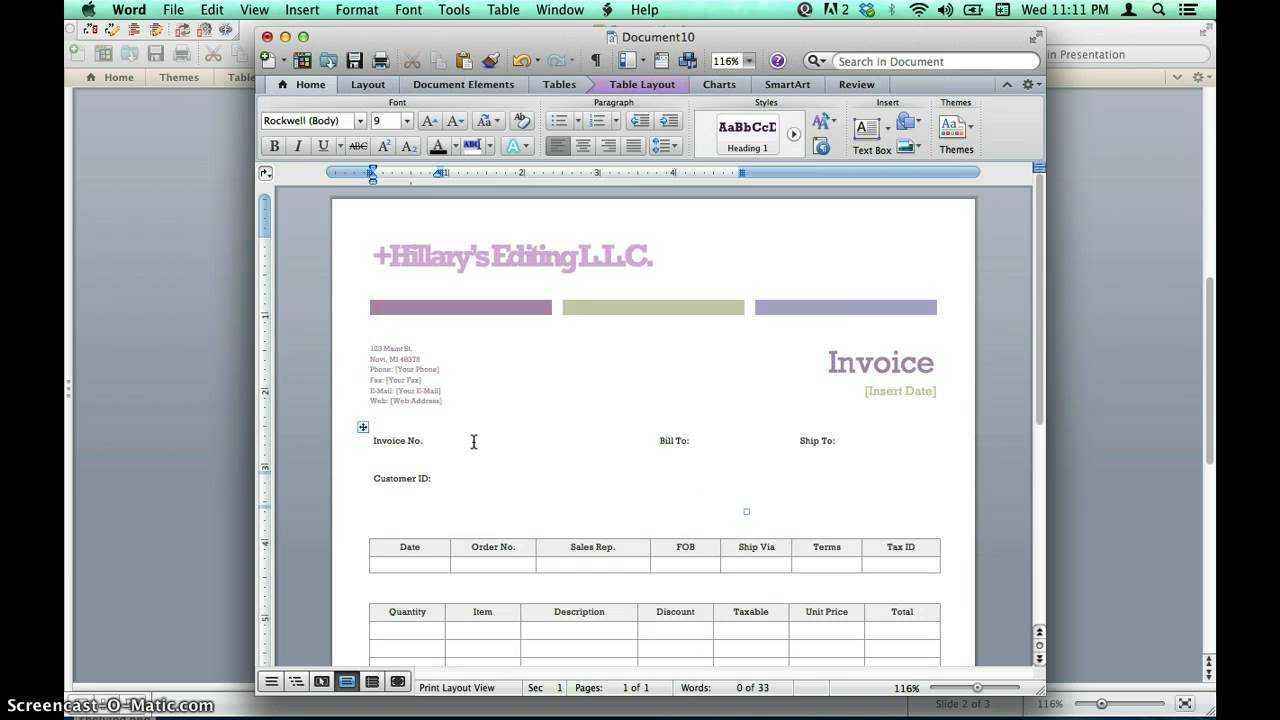 Creating Invoices Using Microsoft Word Templates Intended For Creating Word Templates 2013