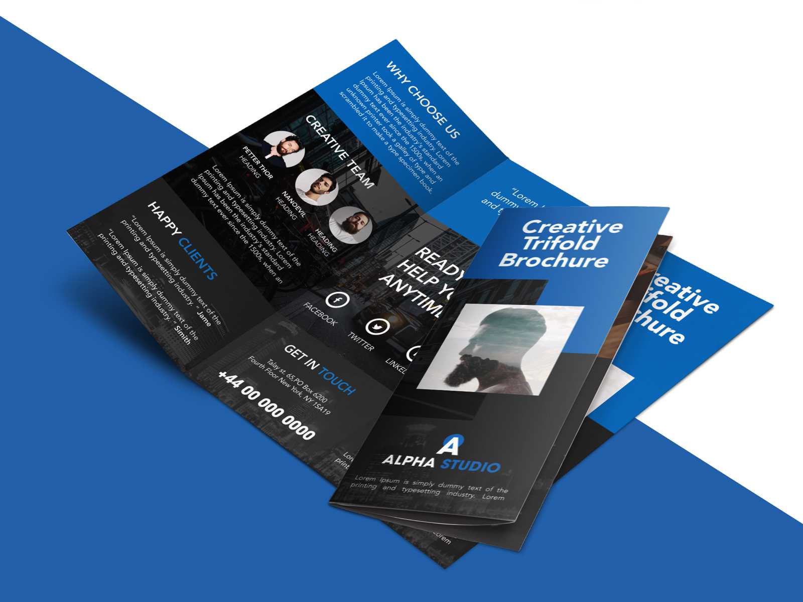 Creative Agency Trifold Brochure Free Psd Template In Brochure Psd Template 3 Fold