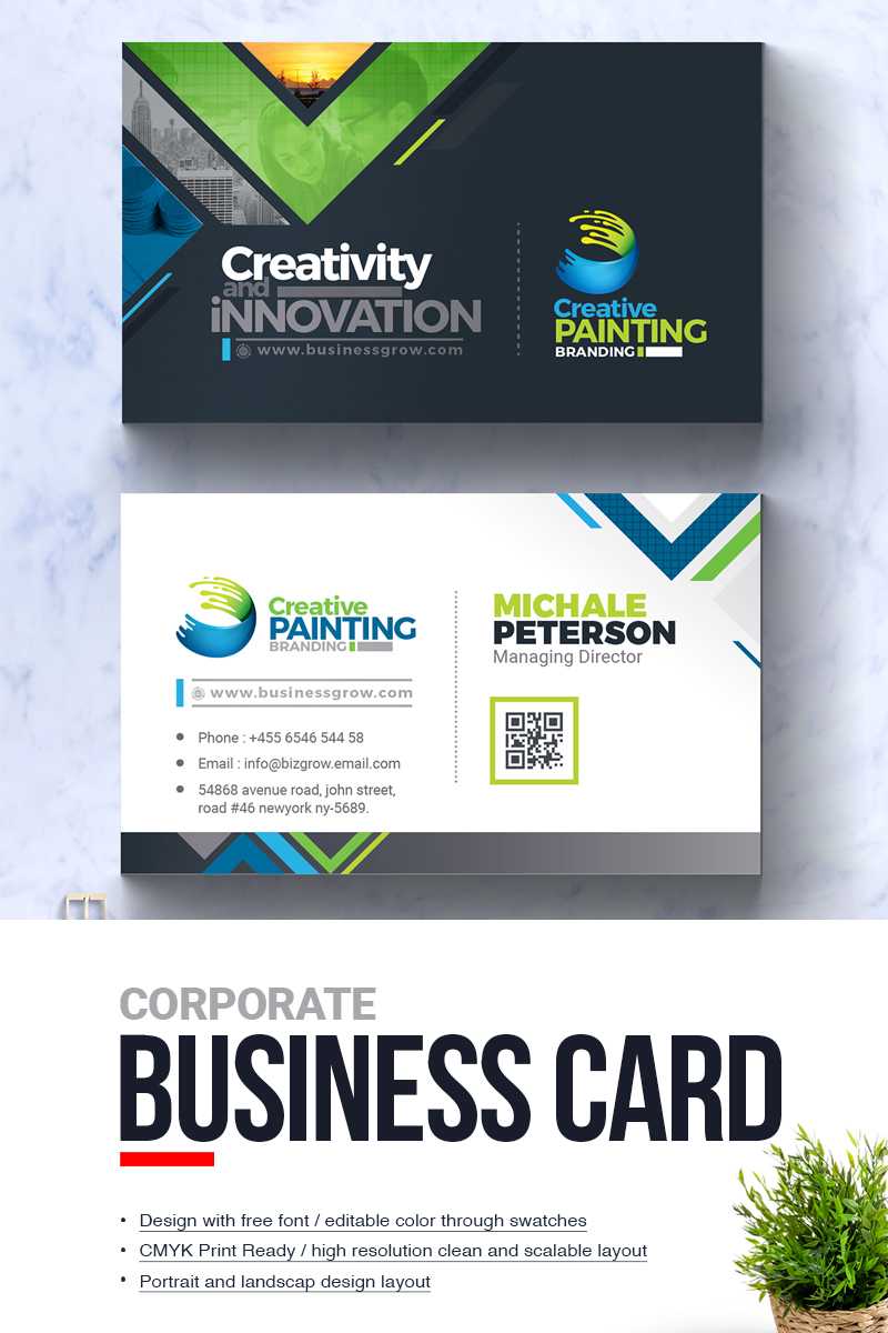 Creative Painting Business Card Corporate Identity Template With Portrait Id Card Template