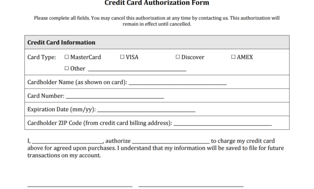 Credit Card Authorization Form Templates [Download] inside Credit Card Billing Authorization Form Template