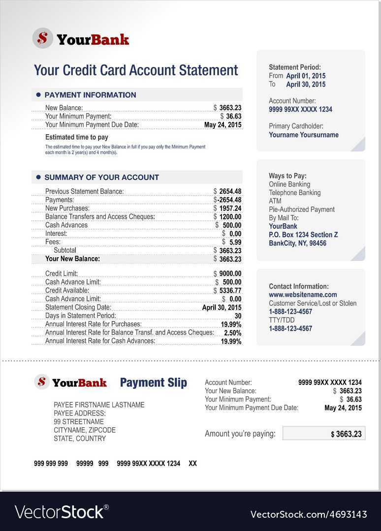 Credit Card Bank Account Statement Template Regarding Credit Card Statement Template