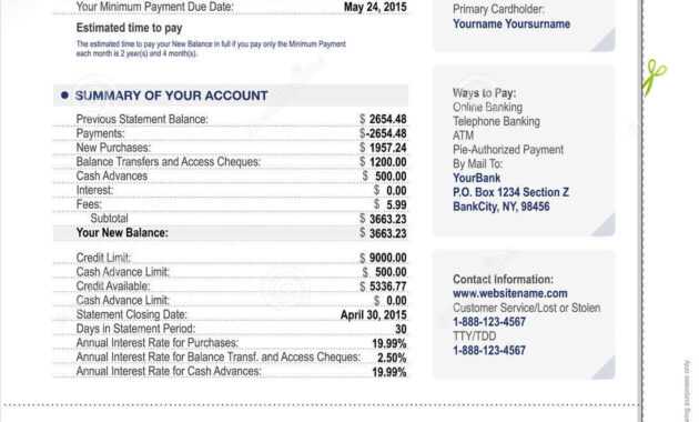 Credit Card Bank Account Statement Template Stock Vector within Credit Card Statement Template Excel