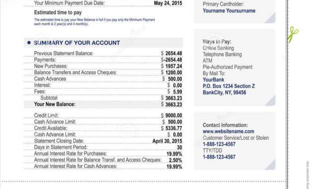 Credit Card Bank Account Statement Template Stock Vector within Credit Card Statement Template Excel