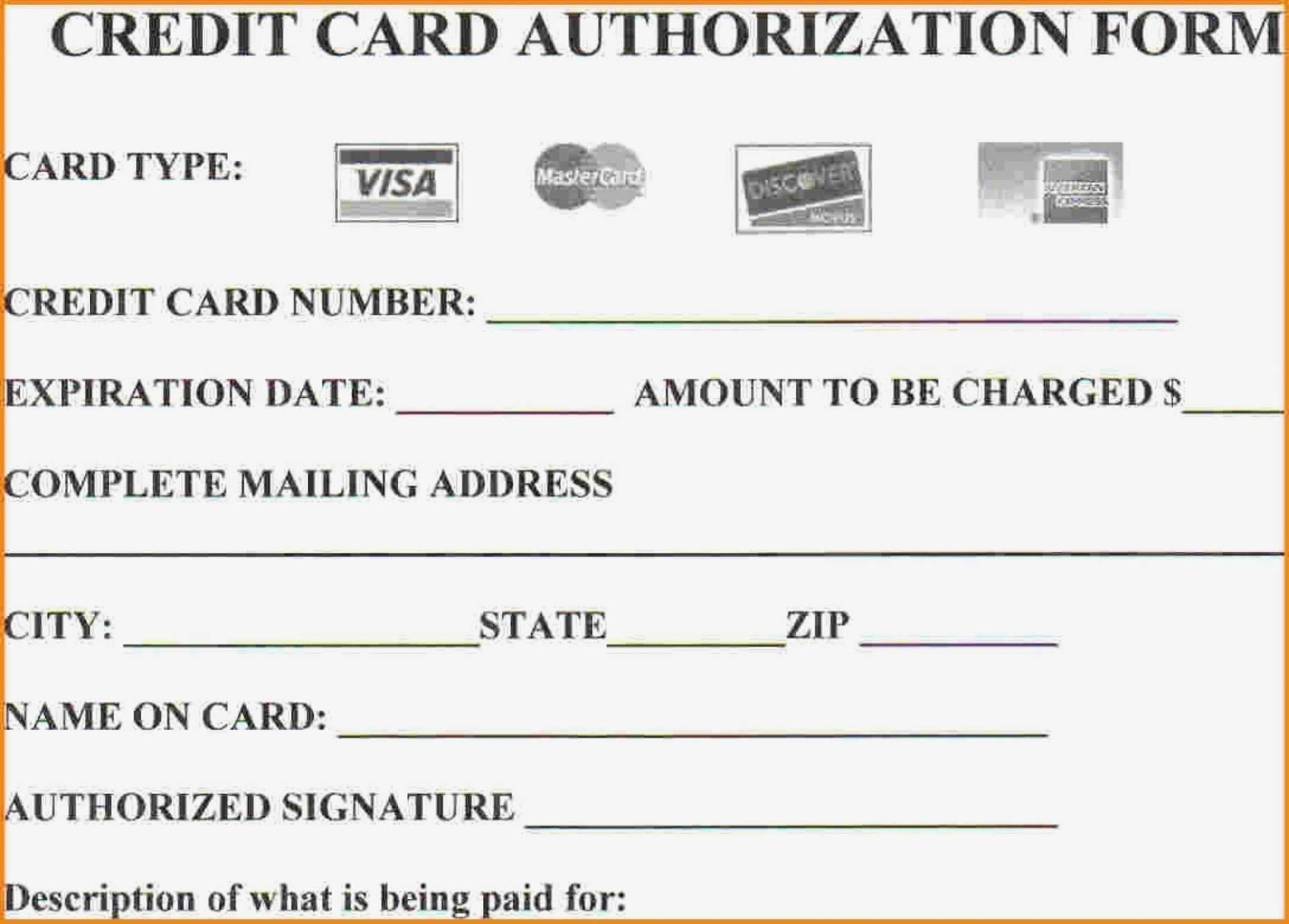 Credit Card Payment Form Pdf Template Australia Regarding Credit Card Authorisation Form Template Australia