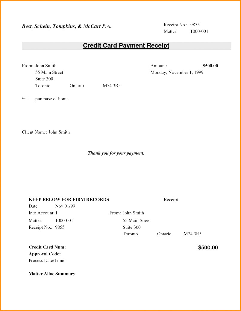 Credit Card Receipt Template – Atlantaauctionco In Credit Card Receipt Template