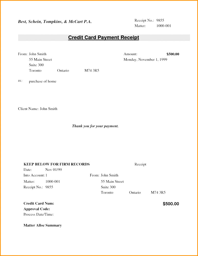 Credit Card Receipt Template - Atlantaauctionco In Credit Card Receipt Template