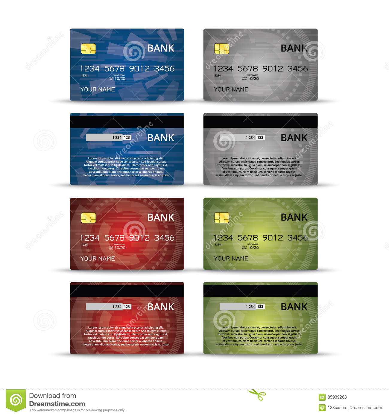 Credit Or Debet Cards Design Set Stock Vector – Illustration With Regard To Credit Card Templates For Sale
