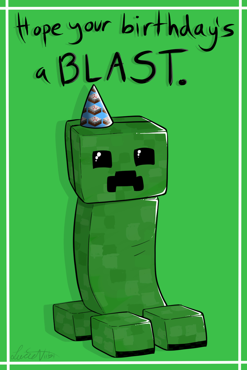 Creeper Birthday Cardlucieniibi.deviantart On Pertaining To Minecraft Birthday Card Template