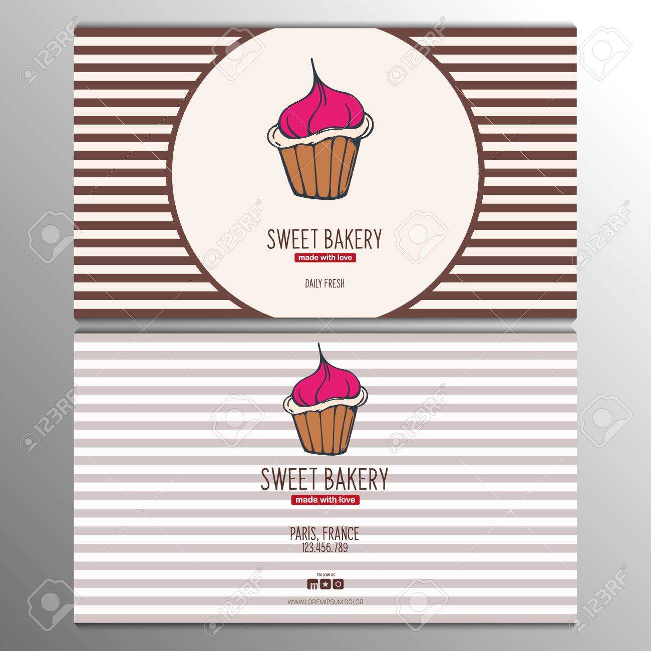 Cupcake Or Cake Business Card Template For Bakery Or Pastry. Inside Cake Business Cards Templates Free