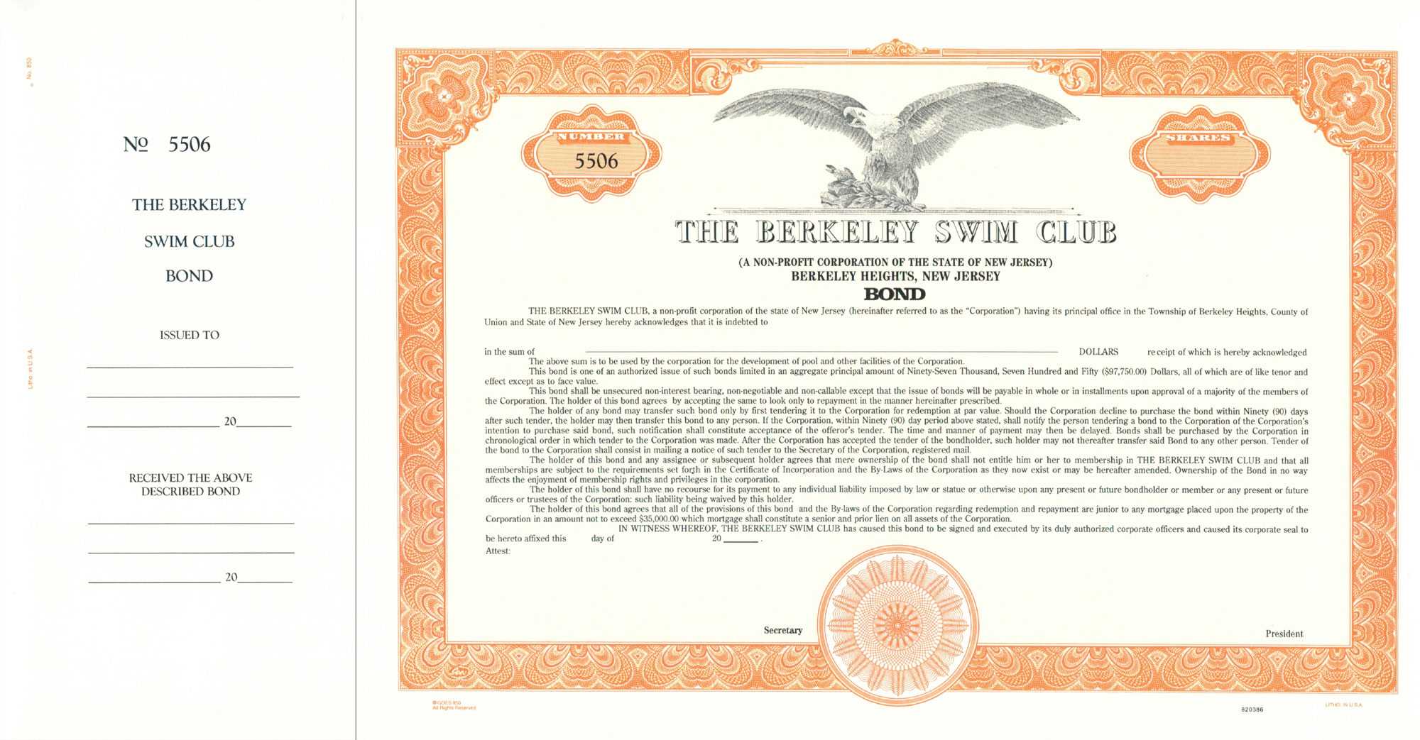 Custom Bond Certificate – Goes #850Or – Corporate Publishing Inside Corporate Bond Certificate Template