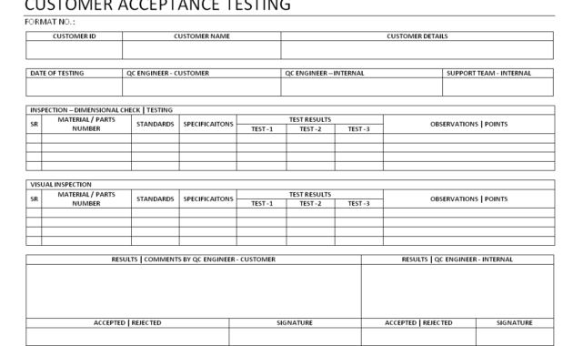 Customer Acceptance Testing - intended for Acceptance Test Report Template