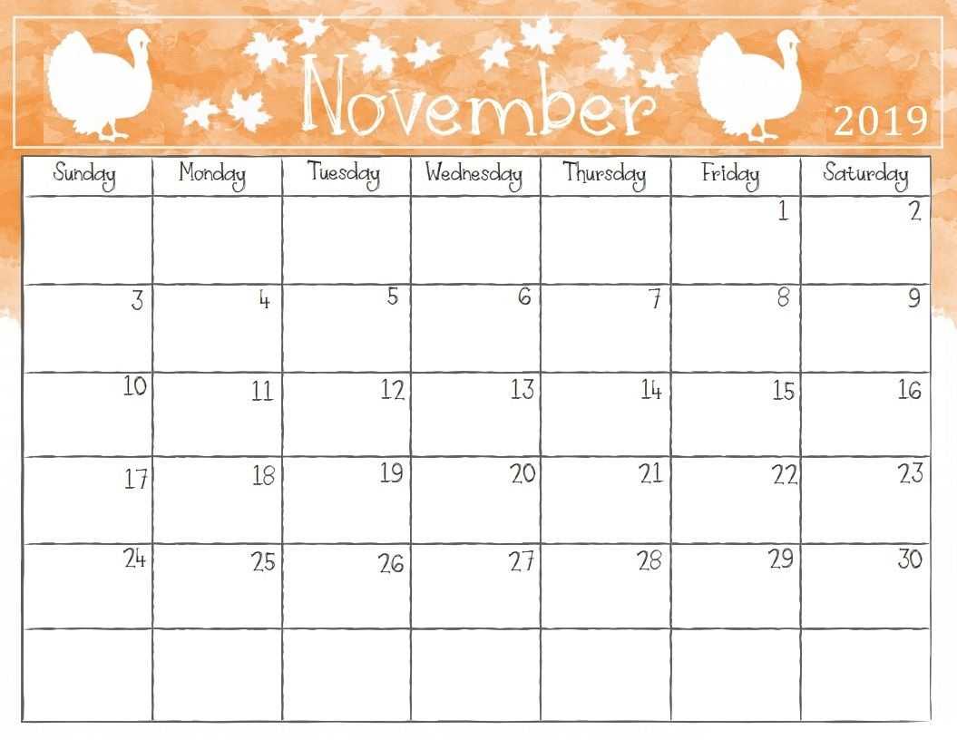 Cute November 2019 Calendar Printable Wallpaper For Kids With Regard To Blank Calendar Template For Kids