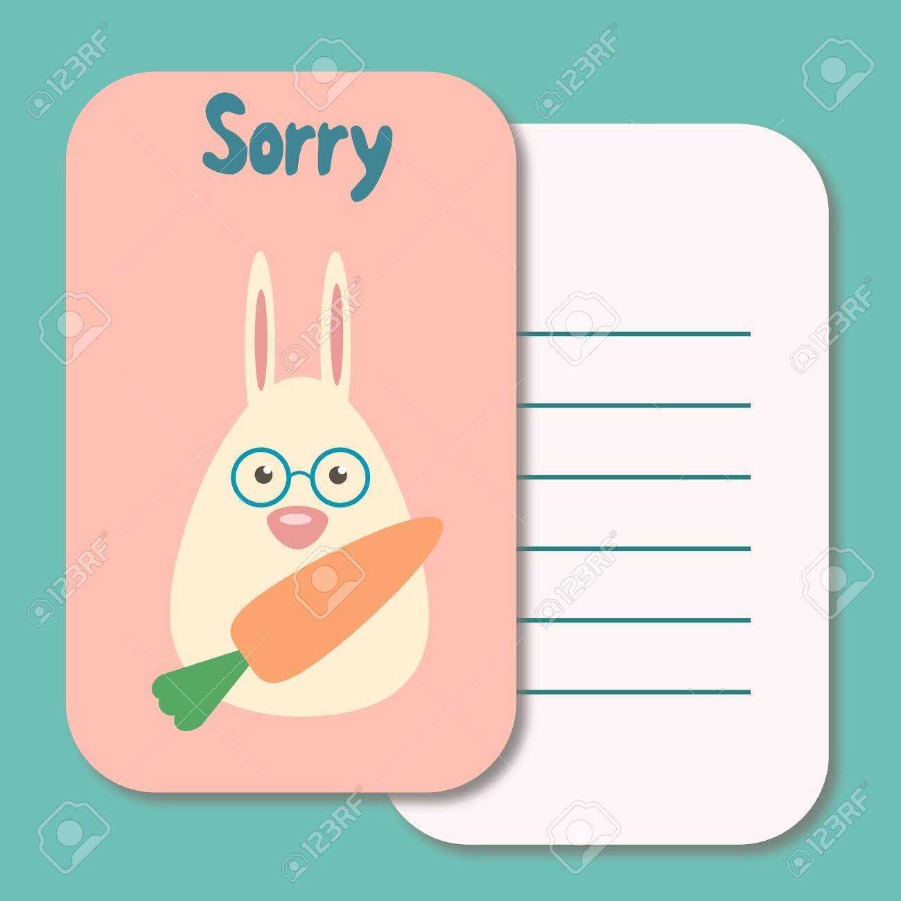 Cute Printable Illustration Sorry Card Typography Design Background.. Within Sorry Card Template