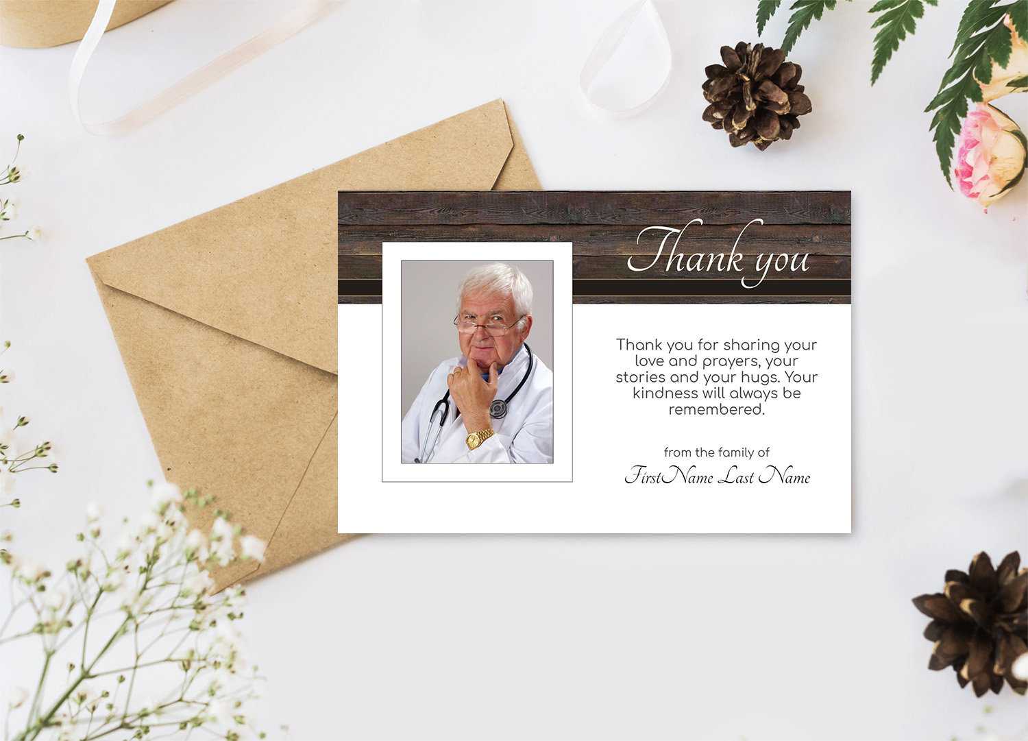 Dad's Funeral Thank You Cards. Printable Sympathy Thank You With Photo,  Editable Digital Download Regarding Sympathy Thank You Card Template