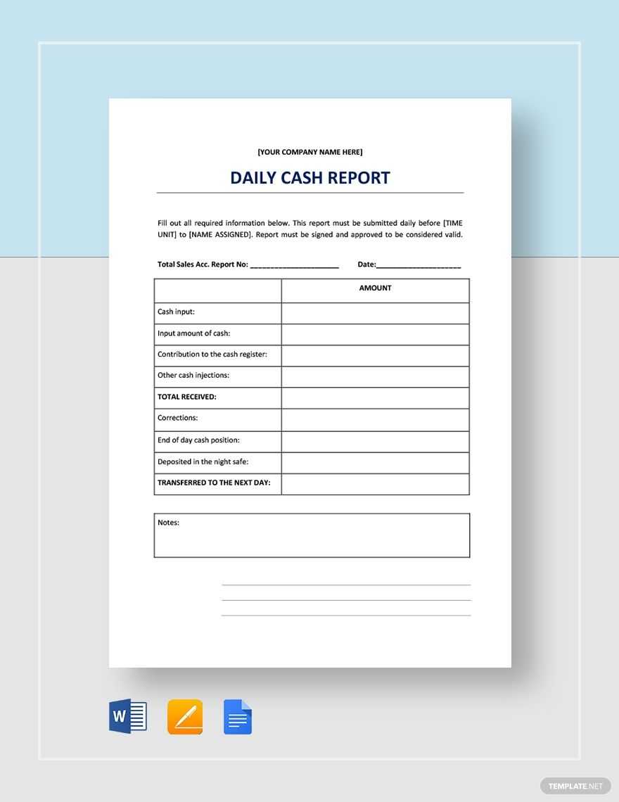 Daily Cash Report | Forms | Report Template, Templates, Cash With Cash Position Report Template