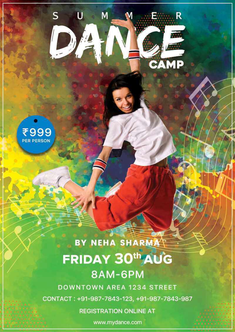 Dance Camp Flyer Free Psd Template | Psddaddy For Dance Flyer Template Word