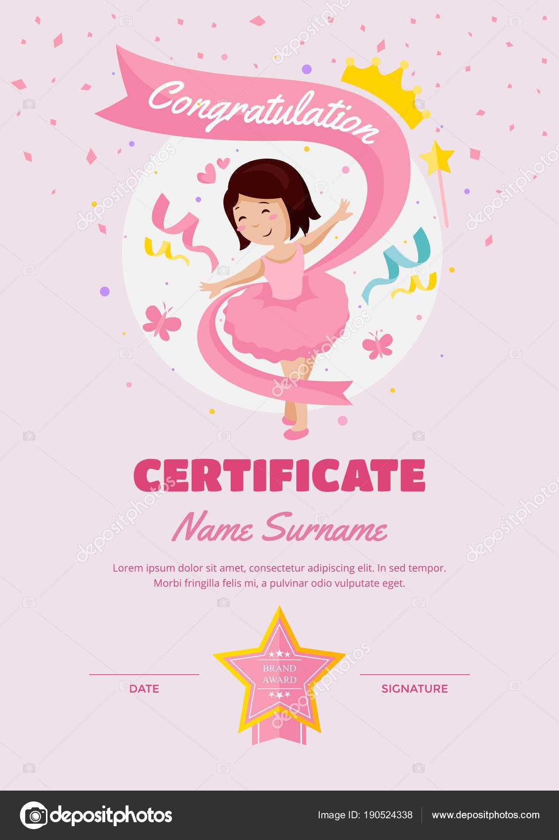 Dance Certificate Template | Cute Children Ballet Class Throughout Dance Certificate Template